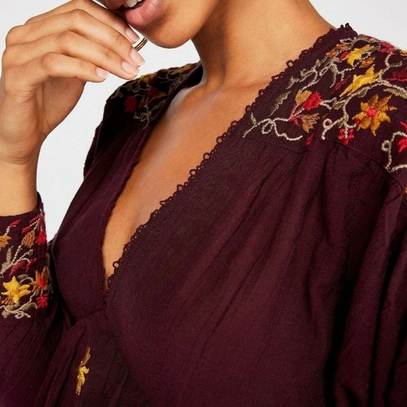 Free People Ava embroidered long sleeve top size Small - Picture 3 of 10